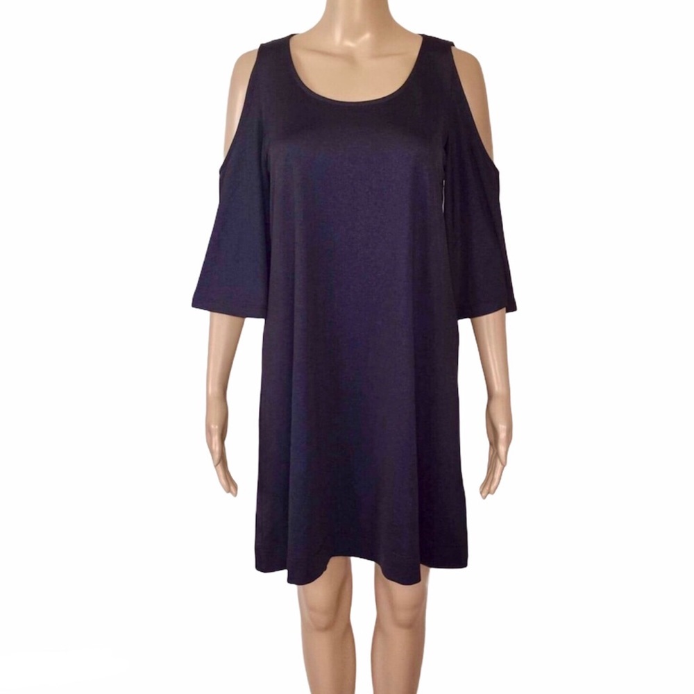 Beige Eci Cold Shoulder A-line Glittery Dress NEW